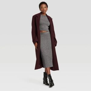 Womens Gray Knit Midi Skirt - Cozy Everyday Style